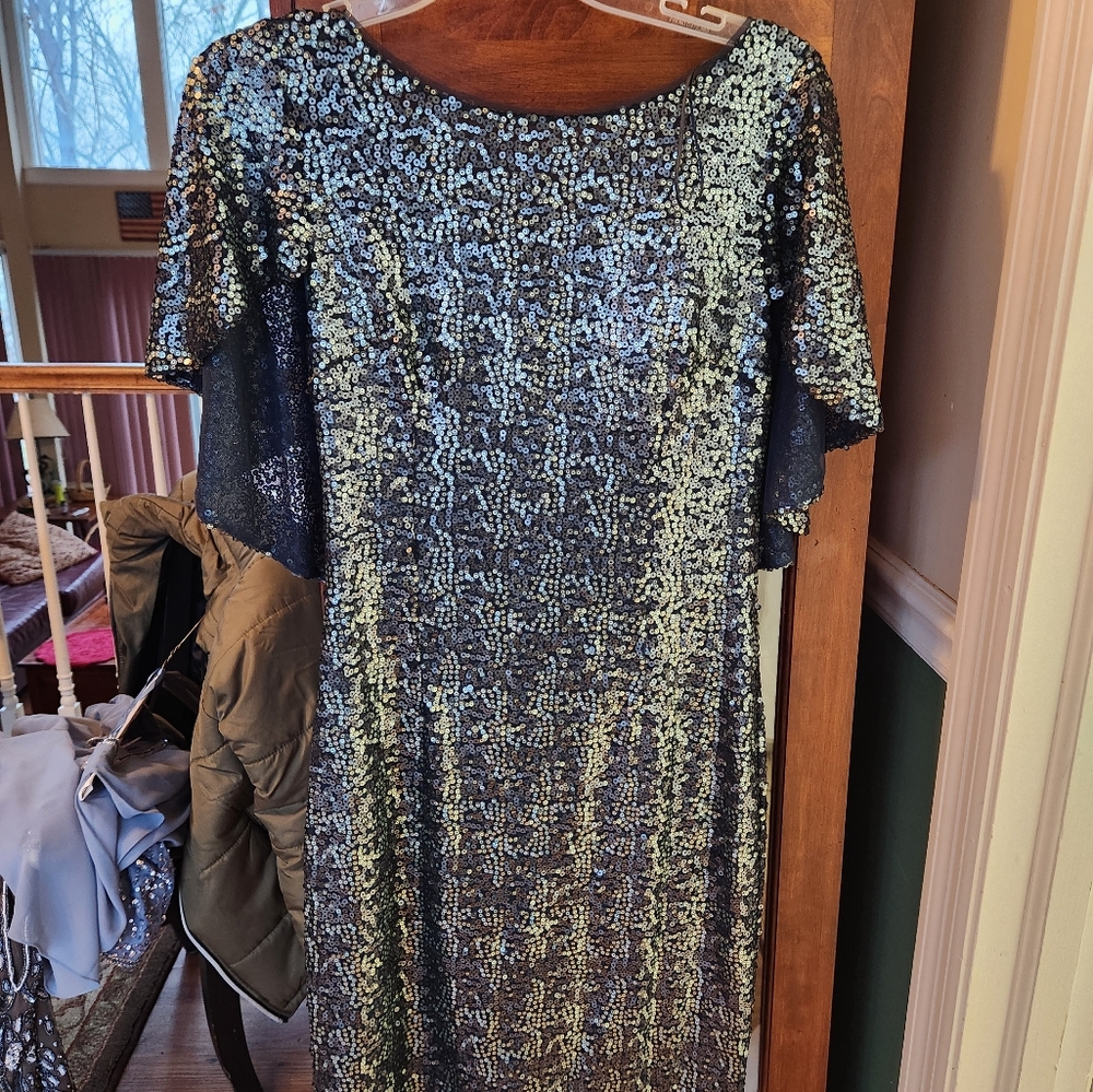 Dark teal green cocktail dress.